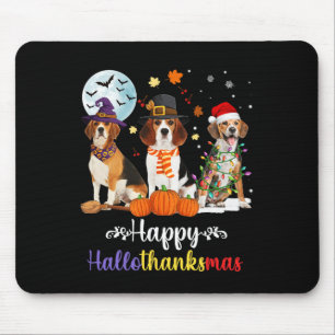 Beagle Dog Halloween Merry Christmas Happy Halloth Mouse Pad