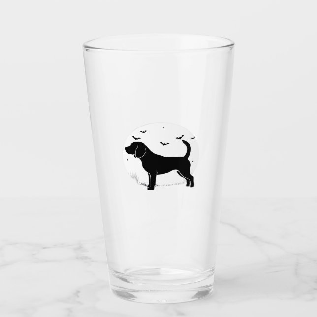 Beagle Dog � Halloween Moon Silhouette Oversized T Glass (Front)