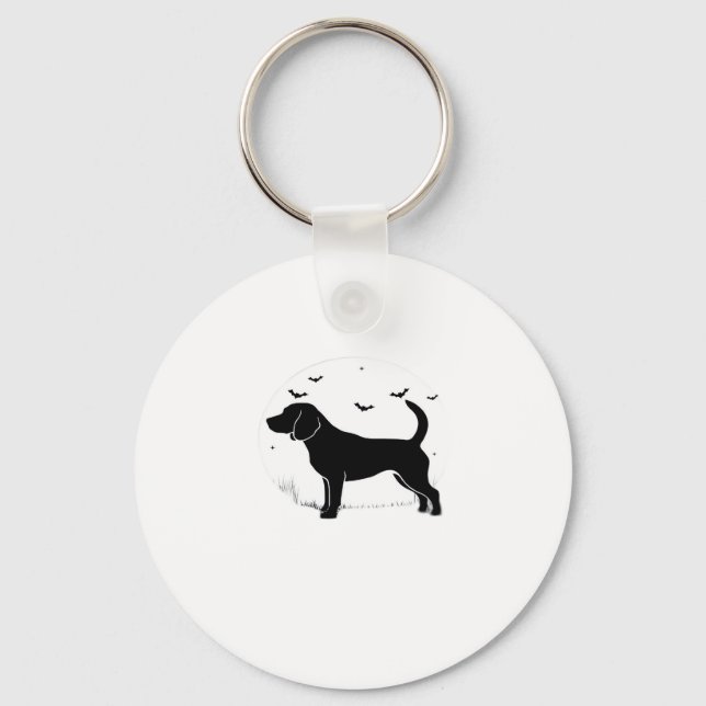 Beagle Dog � Halloween Moon Silhouette Oversized T Keychain (Front)