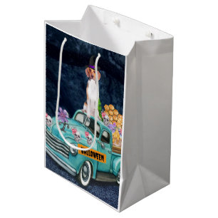 Beagle Dog Halloween Truck Scary Night Medium Gift Bag