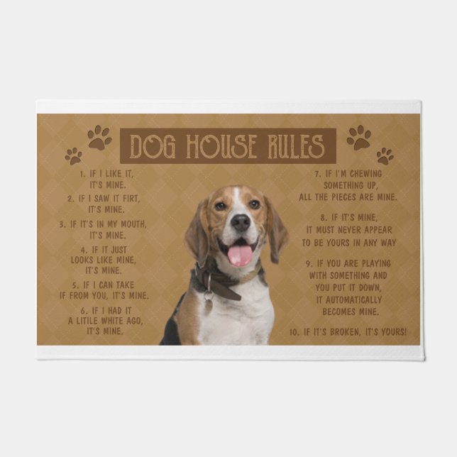 Beagle Dog House Rules, If It Broken, It’s Yours Doormat (Front)