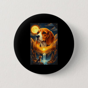 Beagle dog howling to the moon  2 inch round button