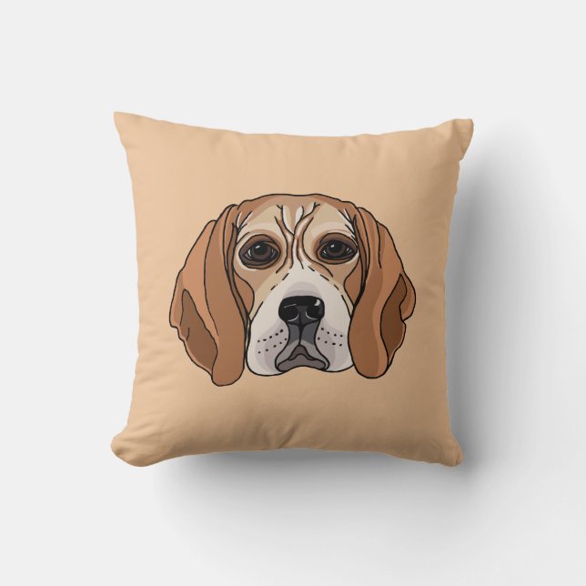 Beagle Dog Illustration Pillow (Front)