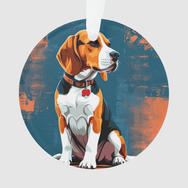 Beagle Dog in Abstract Background Ornament (Front)
