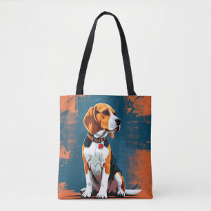 Beagle Dog in Abstract Background Tote Bag