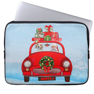 Beagle Dog In Car With Santa Claus  Laptop Sleeve