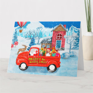 Beagle Dog in Christmas Delivery Truck Snow Card