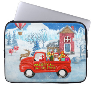 Beagle Dog in Christmas Delivery Truck Snow Laptop Sleeve