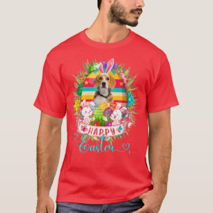 Beagle Dog In Easter Eggs Basket Bunnies Happy Eas T-Shirt