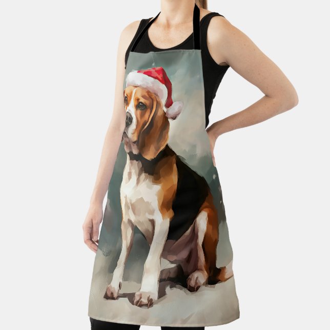 Beagle Dog in Snow Christmas  Apron (Insitu)