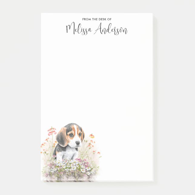 Beagle Dog Lover Cute Puppy Personalized Name Post-it Notes (Front)