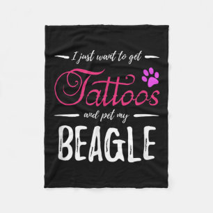 Beagle Dog Lover Tattoo Funny Dog Mom Gift Idea Fleece Blanket