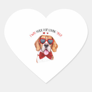Beagle Dog Made for Loving You Heart Sticker