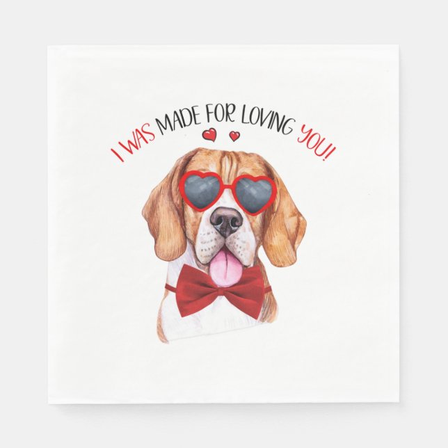 Beagle Dog Made for Loving You  Napkin (Front)