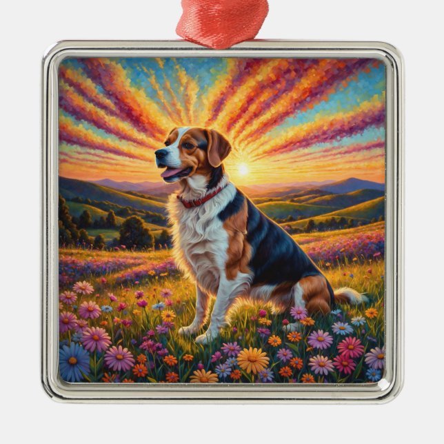 Beagle dog metal ornament (Front)