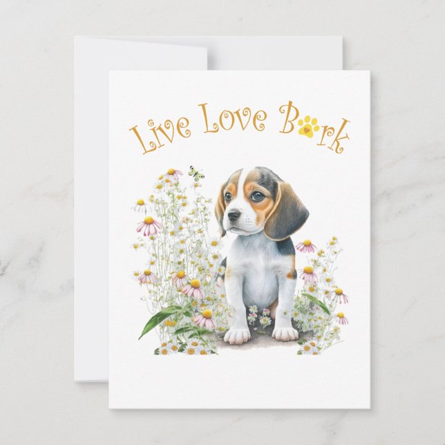 Beagle Dog Mom Floral Card (Front)