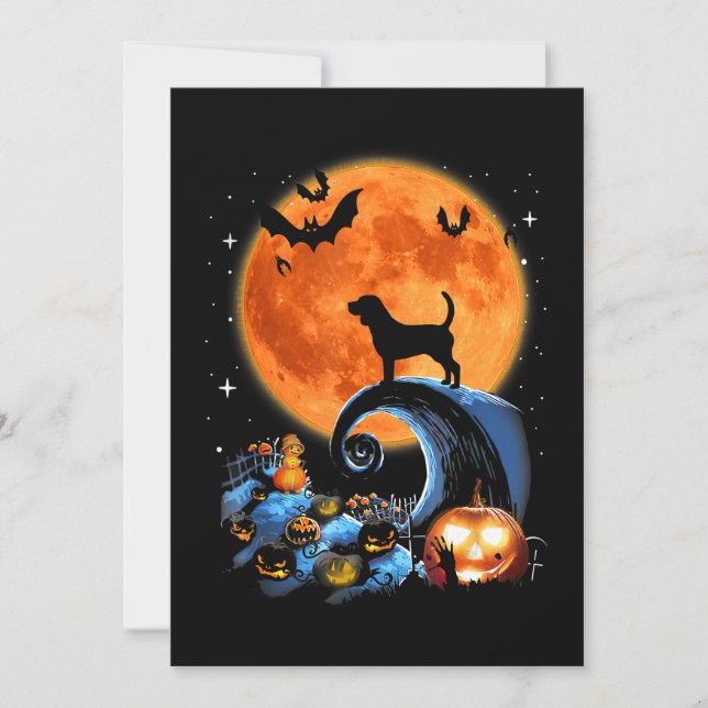 Beagle Dog Moon Pumpkin Halloween Costume Gift Announcement (Front)
