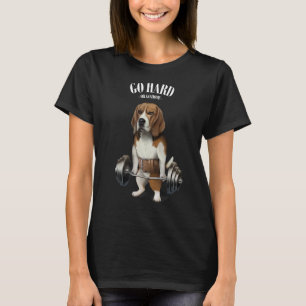 Beagle Dog Muscle Training With Barbell Shrug Bar T-Shirt