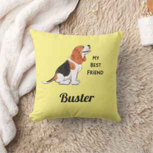 Beagle Dog My Best Friend Custom Name Throw Pillow