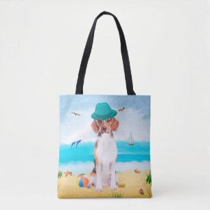 Beagle Dog On Beach Tote Bag