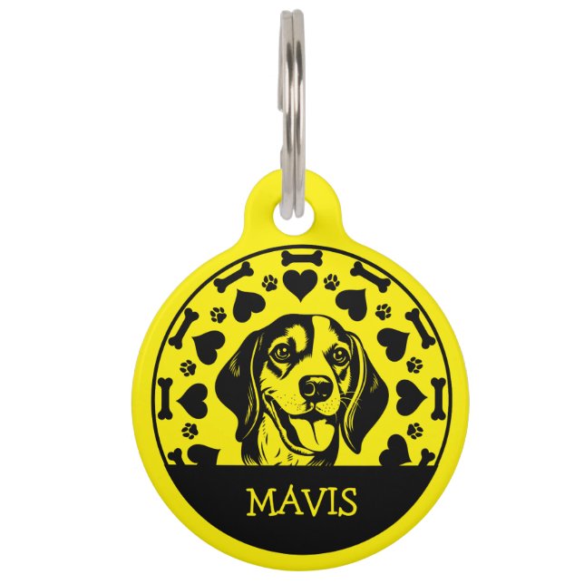 Beagle Dog Owner Pet Tag (Front)