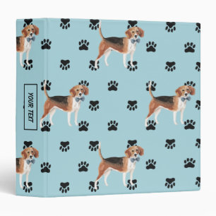 Beagle Dog Paw Prints Pattern Binder