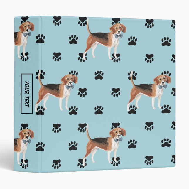 Beagle Dog Paw Prints Pattern Binder (Front/Spine)