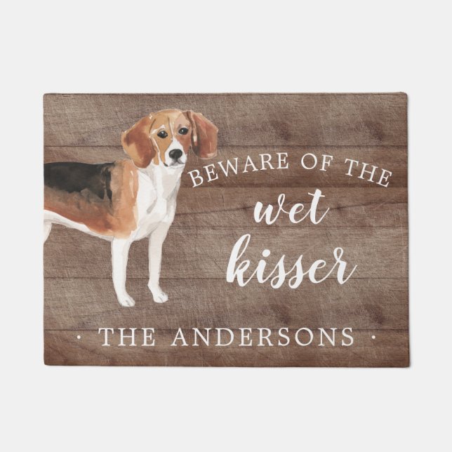Beagle Dog Personalized Door Mat (Front)