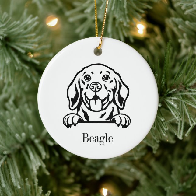 Beagle dog Personalized Pet Ornament, Cu Ceramic O Ornament (Tree)
