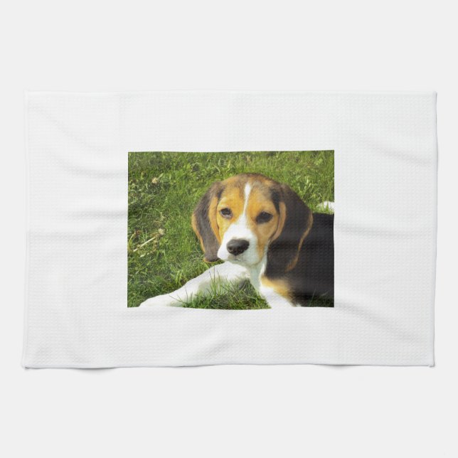 Beagle Dog Pet Animals Peace Love Kitchen Towel (Horizontal)