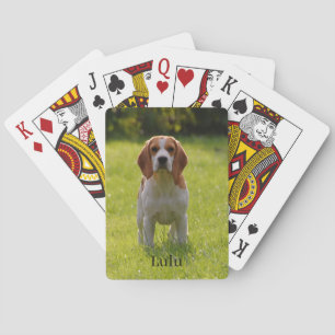 Beagle Dog Photo and Name Personalized Playing Cards