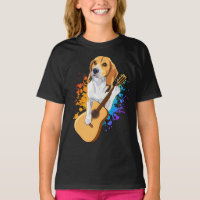 Beagle Dog Playing Acoustic Guitar Girl