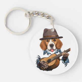 Beagle Dog Playing Guitar/ Funny Beagle Keychain