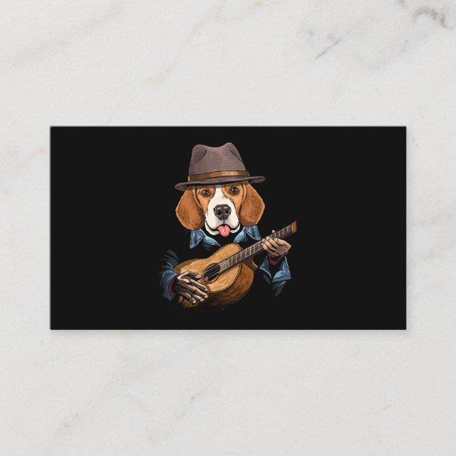 Beagle Dog Playing Guitar Pet Beagle Dog Lover Gui Business Card (Front)