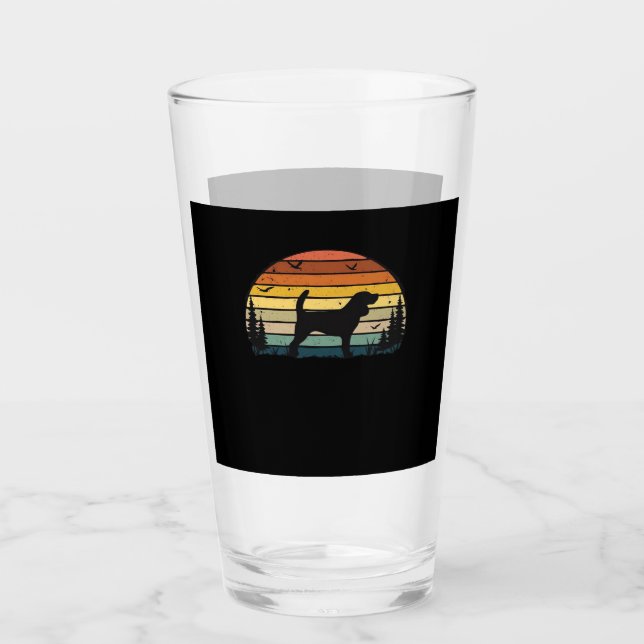 Beagle Dog Retro Vintage Classic T-Shirt Glass (Front)