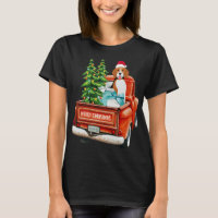 Beagle Dog Riding Red Truck Christmas
