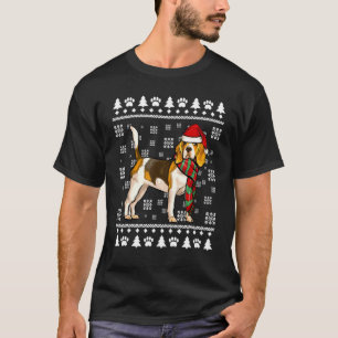 Beagle Dog Santa Hat Xmas Ugly Christmas T-Shirt