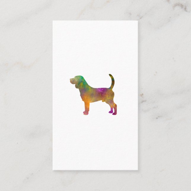 beagle dog silhouette in watercolor business card (Front)