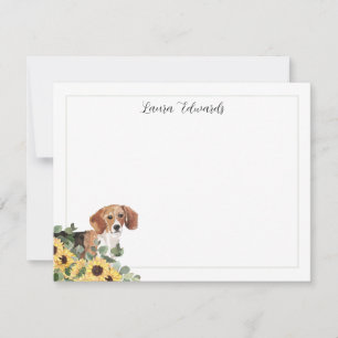 Beagle Dog Sunflower Eucalyptus Personalized Card