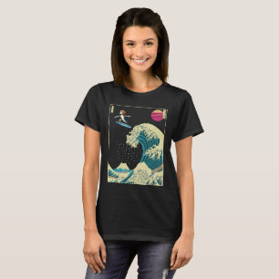Beagle Dog Surfing on a Kanagawa Wave Japanese  T-Shirt