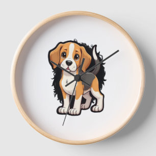Beagle Dog T Shirt Clock