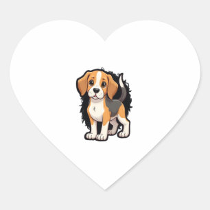Beagle Dog T Shirt Heart Sticker