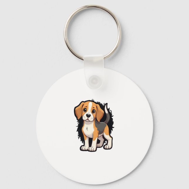 Beagle Dog T Shirt Keychain (Front)