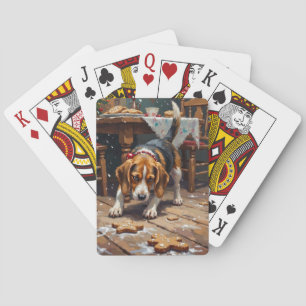 Beagle Dog Tracking Gingerbread Christmas Fun Art Playing Cards