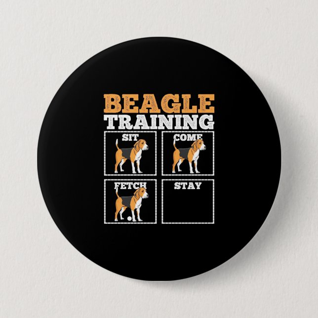 Beagle Dog Training Dog 3 Inch Round Button (Front)