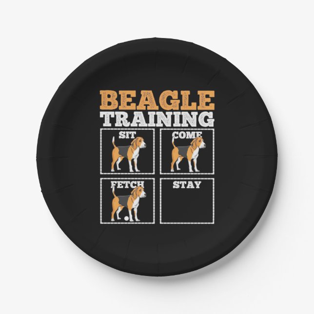 Beagle Dog Training Dog Paper Plate (Front)