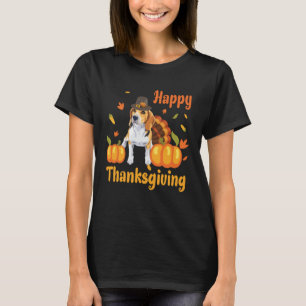 Beagle Dog Turkey Pilgrim Costume Happy Thanksgivi T-Shirt