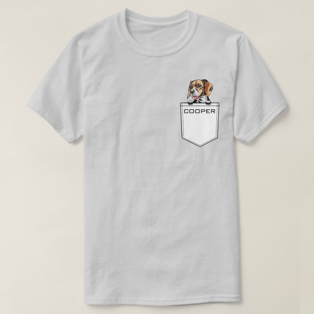Beagle Dog Upload Your Pet Name Custom Pocket T-Shirt (Design Front)