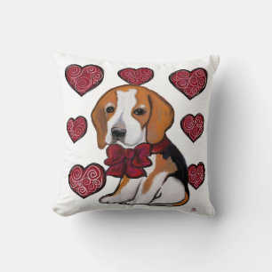 Beagle Dog Valentine Throw Pillow
