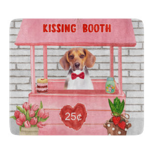 Beagle Dog Valentine's Day Kissing Booth Cutting Board